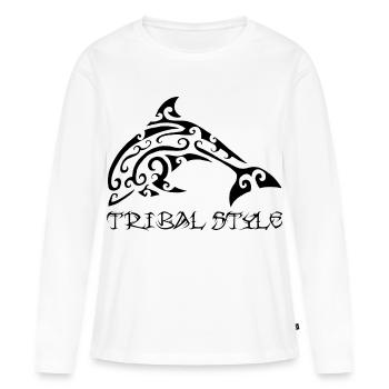 Dauphin noir de Polynésie - T-shirt manches longues Premium bio Femme - blanc - Devant - Julia (174cm)