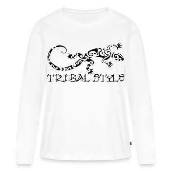 Polynesische schwarze Eidechse - Frauen Premium Bio Langarmshirt - Weiß - Vorne - Julia (174cm)