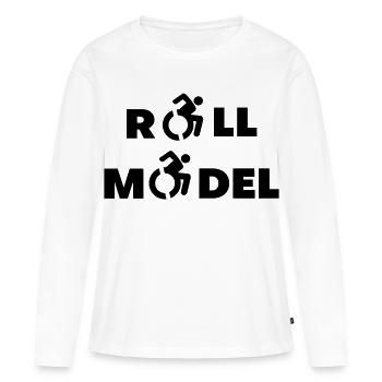 Jeder Rollstuhlfahrer ist ein Vorbild # - Frauen Premium Bio Langarmshirt - Weiß - Vorne - Julia (174cm)