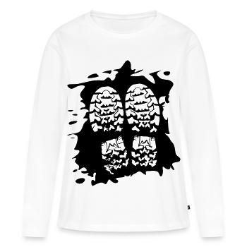 Twin Trails - Empreintes de chaussures [Noir] - T-shirt manches longues Premium bio Femme - blanc - Devant - Julia (174cm)