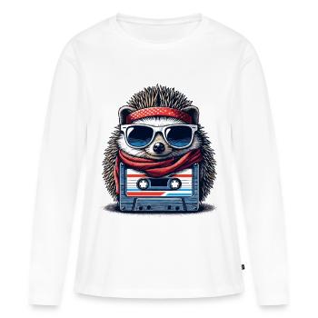 Hérisson Cassette Compacte Cassette Cassette Cadeau - T-shirt manches longues Premium bio Femme - blanc - Devant - Julia (174cm)