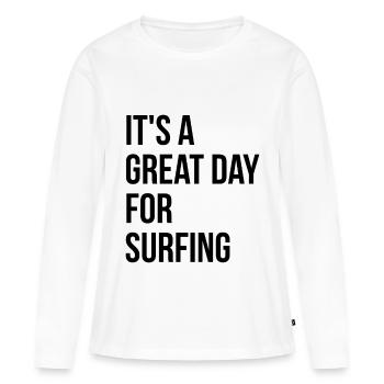 surfeur - T-shirt manches longues Premium bio Femme - blanc - Devant - Julia (174cm)