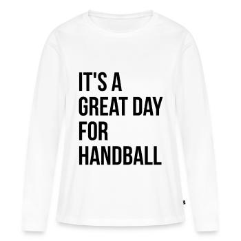 Handball Handball Handball - T-shirt manches longues Premium bio Femme - blanc - Devant - Julia (174cm)