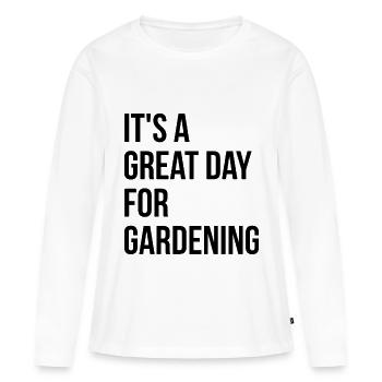 Jardinage Jardinage Jardinage - T-shirt manches longues Premium bio Femme - blanc - Devant - Julia (174cm)