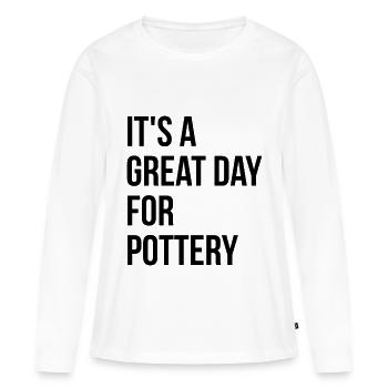 Poterie Poterie Poterie - T-shirt manches longues Premium bio Femme - blanc - Devant - Julia (174cm)