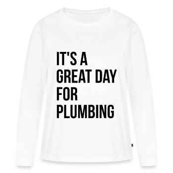 Klempner Klempner Klempner Klempner - Frauen Premium Bio Langarmshirt - Weiß - Vorne - Julia (174cm)