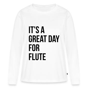 Flûte Flûte Flûte Flûte - T-shirt manches longues Premium bio Femme - blanc - Devant - Julia (174cm)