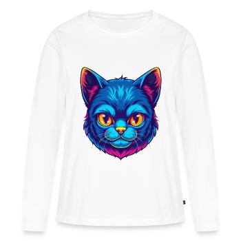 Bambino Chat Race Dessin Animé Kawaii Animal Pet - T-shirt manches longues Premium bio Femme - blanc - Devant - Julia (174cm)