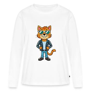 Inländische lustige Cartoon Kawaii Jacke Sonnenbrille - Frauen Premium Bio Langarmshirt - Weiß - Vorne - Julia (174cm)