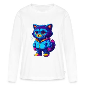 Chat Bambino Race Dessin Animé Kawaii Animal De Compagnie - T-shirt manches longues Premium bio Femme - blanc - Devant - Julia (174cm)