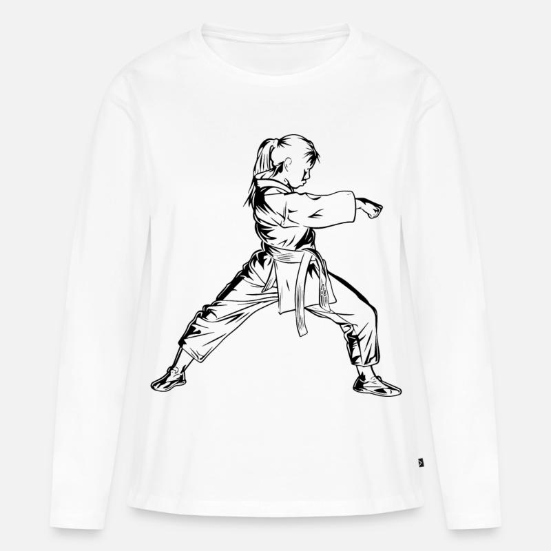 Karate Mädchen - Frauen Premium Bio Langarmshirt - Weiß