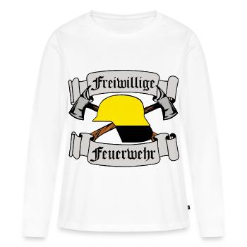 Emblème de la brigade des pompiers volontaires - T-shirt manches longues Premium bio Femme - blanc - Devant - Julia (174cm)