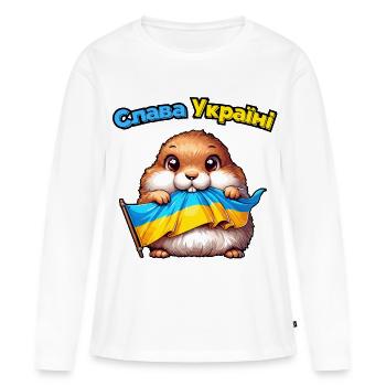 Niedliches Tierchen mit der Flagge der Ukraine - Frauen Premium Bio Langarmshirt - Weiß - Vorne - Julia (174cm)