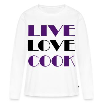 Passion pour la cuisine - T-shirt manches longues Premium bio Femme - blanc - Devant - Julia (174cm)