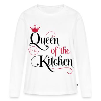 Tablier de cuisine femme - T-shirt manches longues Premium bio Femme - blanc - Devant - Julia (174cm)