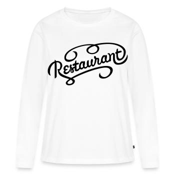 Lettrage de restaurant - T-shirt manches longues Premium bio Femme - blanc - Devant - Julia (174cm)