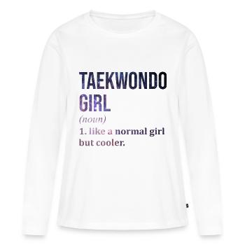Taekwondo Taekwondo Taekwondo - T-shirt manches longues Premium bio Femme - blanc - Devant - Julia (174cm)