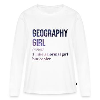 Géographie Géographie Géographie - T-shirt manches longues Premium bio Femme - blanc - Devant - Julia (174cm)