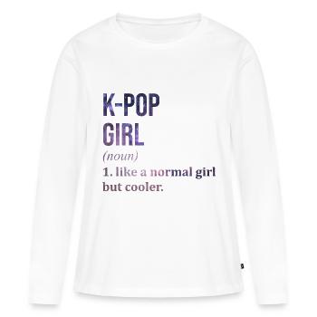 K Pop K Pop K Pop - T-shirt manches longues Premium bio Femme - blanc - Devant - Julia (174cm)