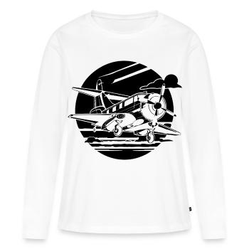Dessin de l’avion de l’hélice - T-shirt manches longues Premium bio Femme - blanc - Devant - Julia (174cm)