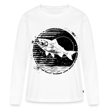Fischerei Zeichnung - Frauen Premium Bio Langarmshirt - Weiß - Vorne - Julia (174cm)