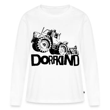 Le tracteur MB trac Dorfkind prend son envol - T-shirt manches longues Premium bio Femme - blanc - Devant - Julia (174cm)