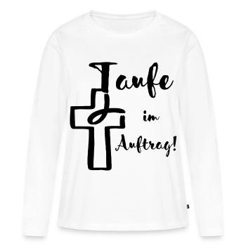 Baptême en faveur des poissons plongeons dans la croix Fête baptismale - T-shirt manches longues Premium bio Femme - blanc - Devant - Julia (174cm)