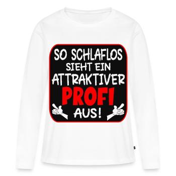 SCHLAFLOSER PROFI BERUFE - Frauen Premium Bio Langarmshirt - Weiß - Vorne - Julia (174cm)