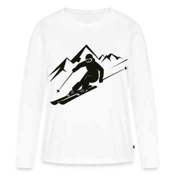 Skieurs Ski Hiver Vacances d’hiver Sports d’hiver - T-shirt manches longues Premium bio Femme - blanc - Devant - Julia (174cm)