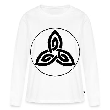Fleur celte noire - T-shirt manches longues Premium bio Femme - blanc - Devant - Julia (174cm)