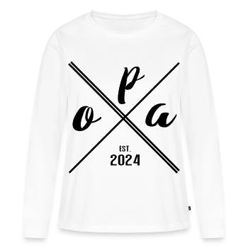 Opa Est. 2024 – Geschenk für Neue Großväter - Frauen Premium Bio Langarmshirt - Weiß - Vorne - Julia (174cm)