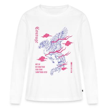 Courage – Phönix der Wiedergeburt - Frauen Premium Bio Langarmshirt - Weiß - Vorne - Julia (174cm)