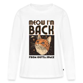 Miaou, je suis de retour - T-shirt manches longues Premium bio Femme - blanc - Devant - Julia (174cm)