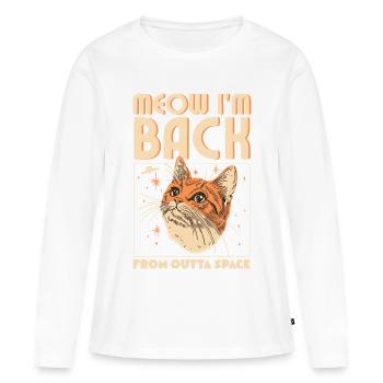 Miaou, je suis de retour - T-shirt manches longues Premium bio Femme - blanc - Devant - Julia (174cm)
