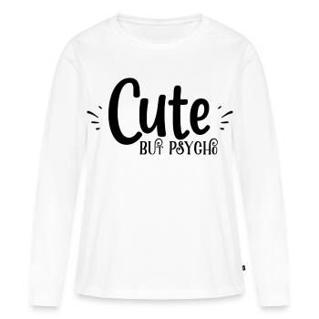 cute but psyche - Frauen Premium Bio Langarmshirt - Weiß - Vorne - Julia (174cm)