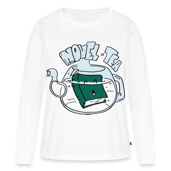 Novel Tea - T-shirt manches longues Premium bio Femme - blanc - Devant - Julia (174cm)