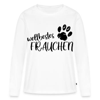 weltbestes Frauchen - Frauen Premium Bio Langarmshirt - Weiß - Vorne - Julia (174cm)