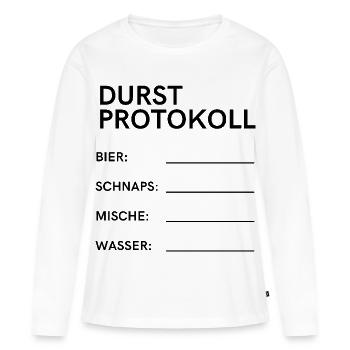 Durstprotokoll - Frauen Premium Bio Langarmshirt - Weiß - Vorne - Julia (174cm)