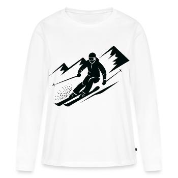 Skieurs Ski Hiver Vacances d’hiver Sports d’hiver - T-shirt manches longues Premium bio Femme - blanc - Devant - Julia (174cm)