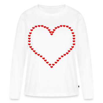10000 kleine Herzen - großes Herz - ich liebe dich - Frauen Premium Bio Langarmshirt - Weiß - Vorne - Julia (174cm)