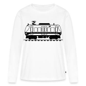 Chemin de fer - T-shirt manches longues Premium bio Femme - blanc - Devant - Julia (174cm)