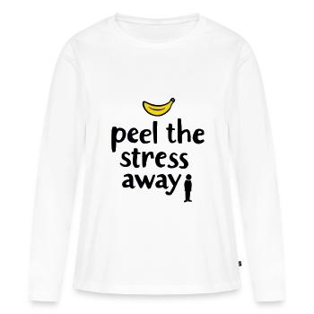 Éliminez le stress - T-shirt manches longues Premium bio Femme - blanc - Devant - Julia (174cm)