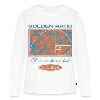 Nombre d’or – Fibonacci sait mieux que quiconque - T-shirt manches longues Premium bio Femme - blanc - Devant - Julia (174cm)
