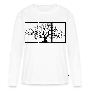 Vue sur la nature (noir) - T-shirt manches longues Premium bio Femme - blanc - Devant - Julia (174cm)