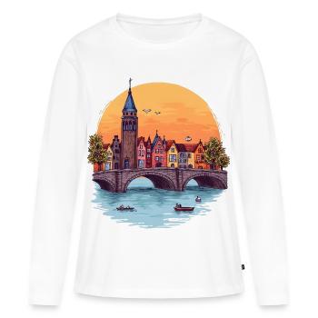 Amsterdam Skyline -  - Frauen Premium Bio Langarmshirt - Weiß - Vorne - Julia (174cm)