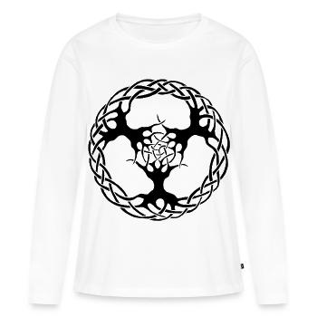 Les liens à la nature (noir) - T-shirt manches longues Premium bio Femme - blanc - Devant - Julia (174cm)
