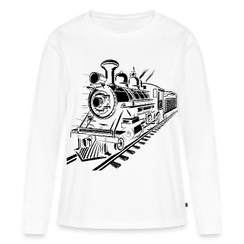 Chemin de fer - T-shirt manches longues Premium bio Femme - blanc - Devant - Julia (174cm)