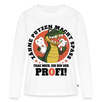 Hygiène dentaire crocodile - T-shirt manches longues Premium bio Femme - blanc - Devant - Julia (174cm)