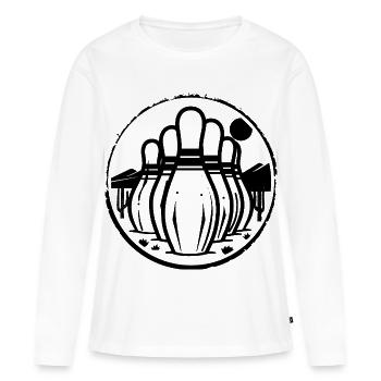 Symbole du bowling - T-shirt manches longues Premium bio Femme - blanc - Devant - Julia (174cm)