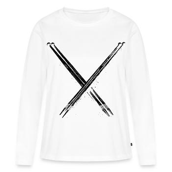 Drumsticks Graphic - Women's Premium Organic Long Sleeve Shirt - white - Front - Julia (174cm)